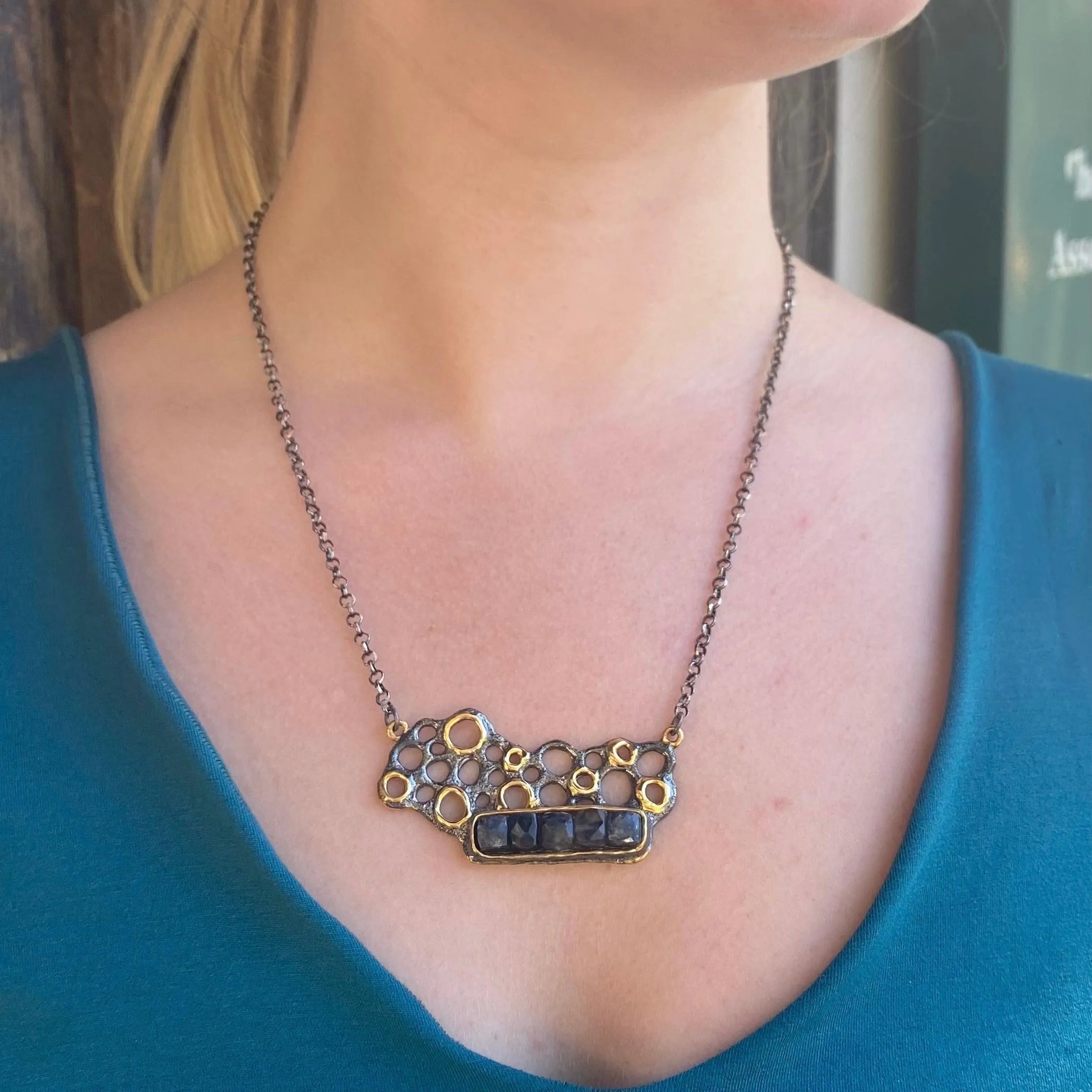 Asymmetrical Mixed Metal Labradorite Necklace