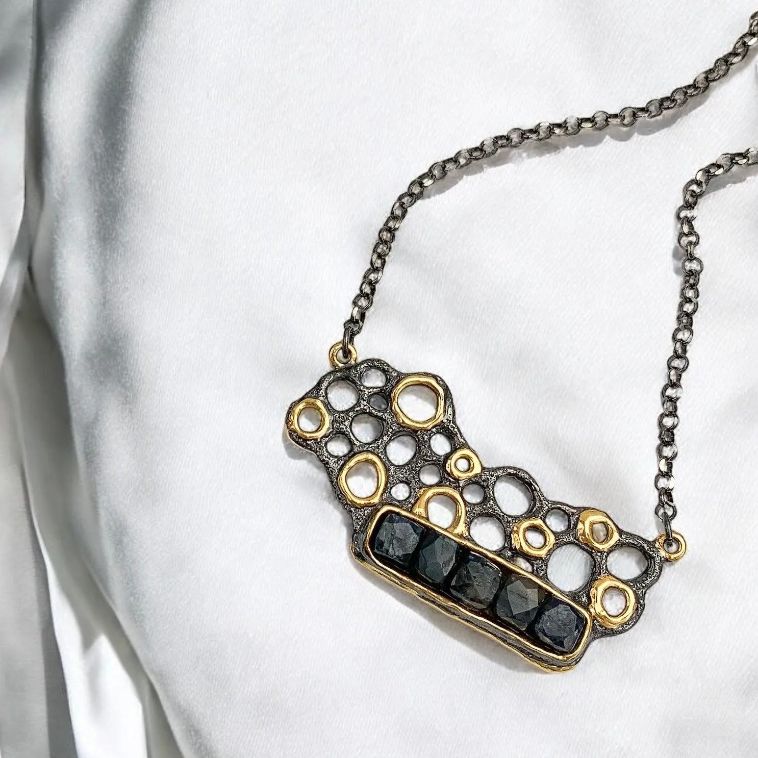 Asymmetrical Mixed Metal Labradorite Necklace