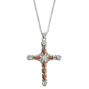 Azura - Crystal Cross Necklace Silver