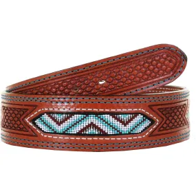 B1037 - Chestnut Leather Beaded Belt