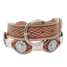 B933 - Natural Leather Scalloped Belt