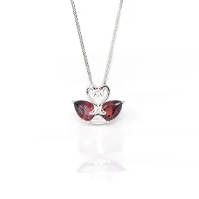Baikalla™ Classic Sterling Silver Natural Amethyst Garnet Swan Pendant Necklace