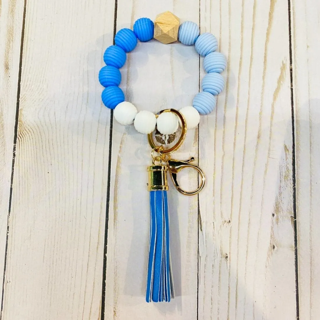 BB139X180 Silicone Ribbed Beaded Keychain Bracelet
