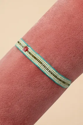 Beaded Bracelet Narrow Gold/Cream with Diamond