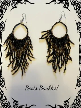 Black and brown fringe earrings