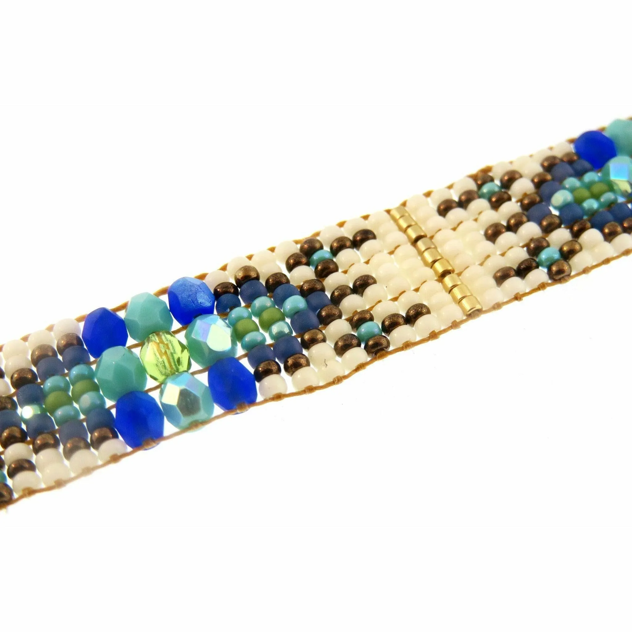 Chili Rose  Tiffany Aztec  Bracelet - Blue -Green - Ivory
