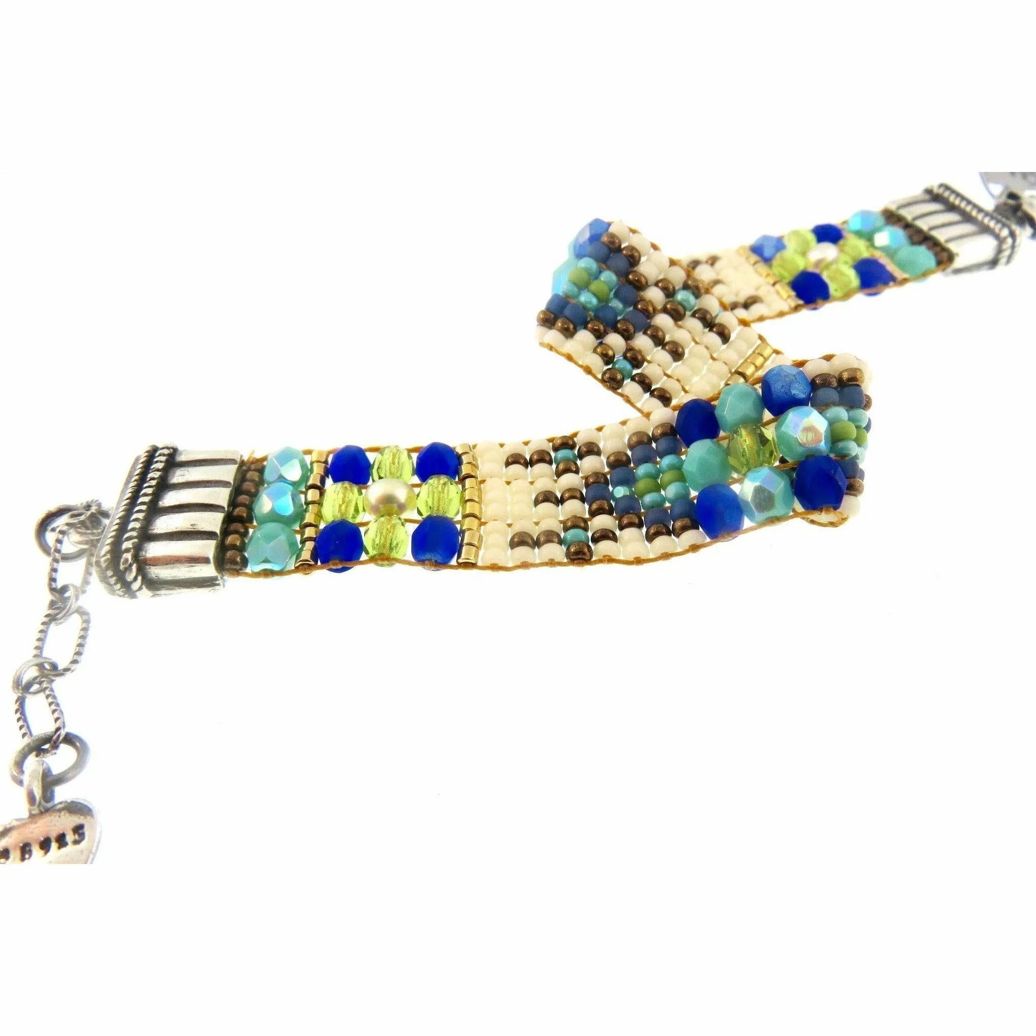 Chili Rose  Tiffany Aztec  Bracelet - Blue -Green - Ivory