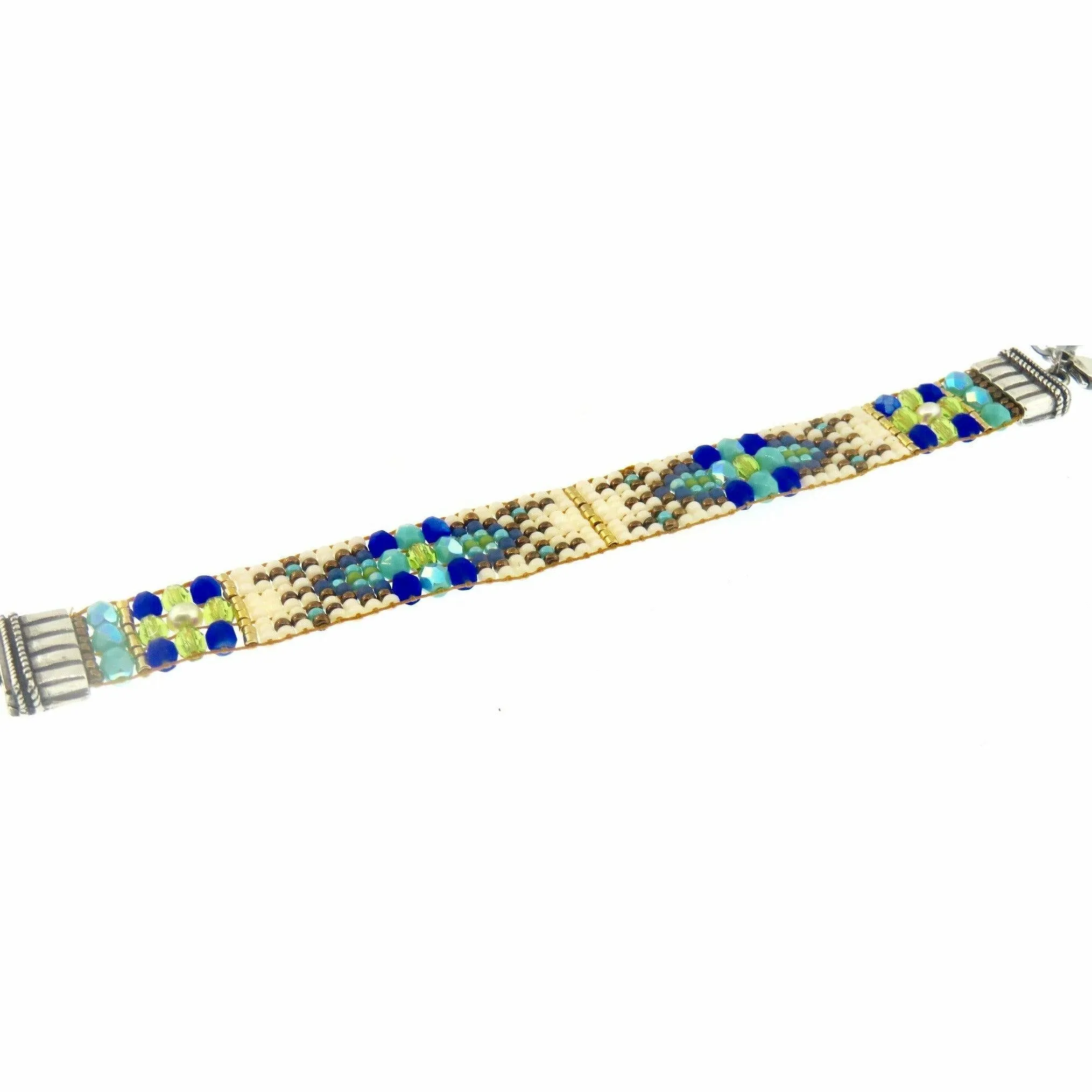 Chili Rose  Tiffany Aztec  Bracelet - Blue -Green - Ivory