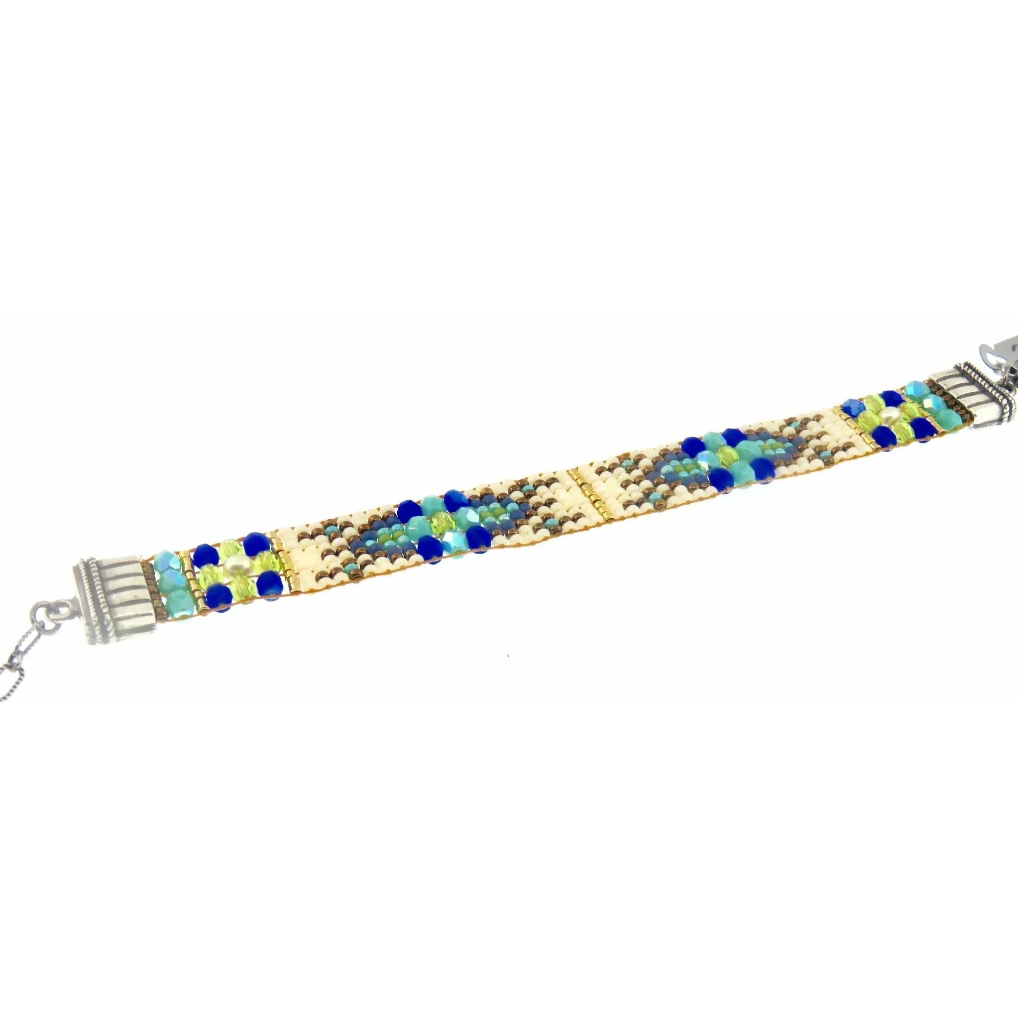 Chili Rose  Tiffany Aztec  Bracelet - Blue -Green - Ivory