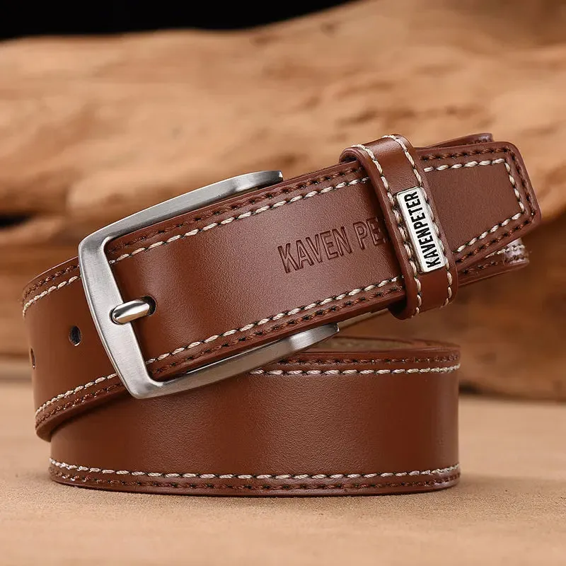 Cow Genuine Leather Belt For Men Casual  Belts Dropshipping Designer Luxury Pin Buckle Male Cowskin Belt High Quality Black