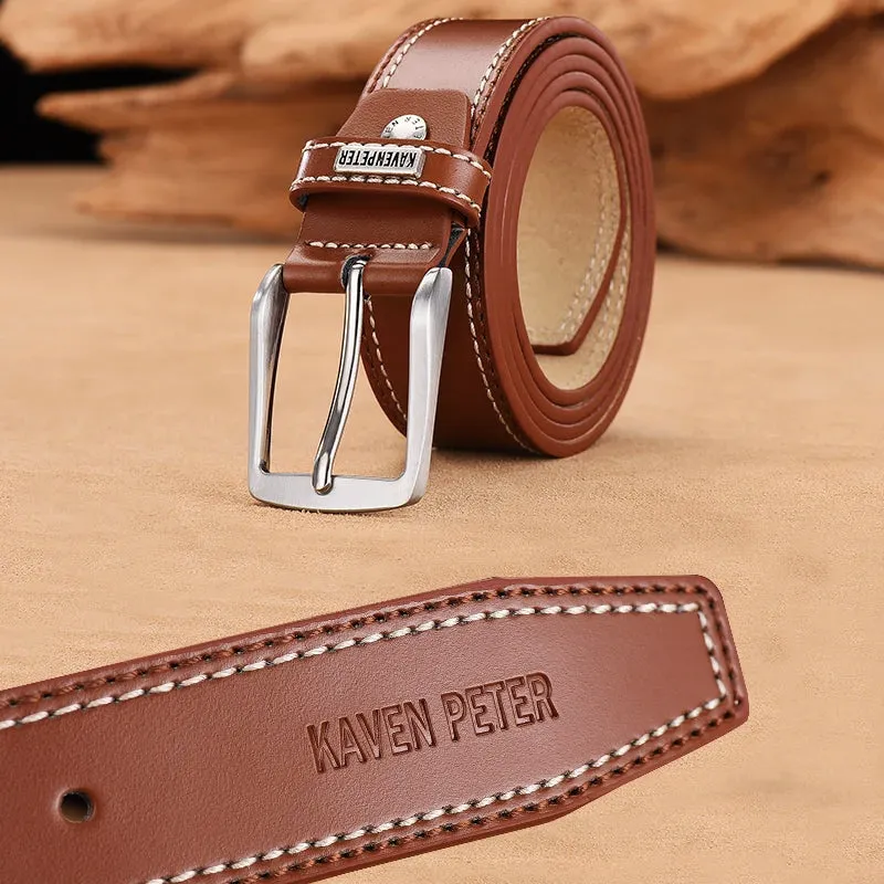 Cow Genuine Leather Belt For Men Casual  Belts Dropshipping Designer Luxury Pin Buckle Male Cowskin Belt High Quality Black