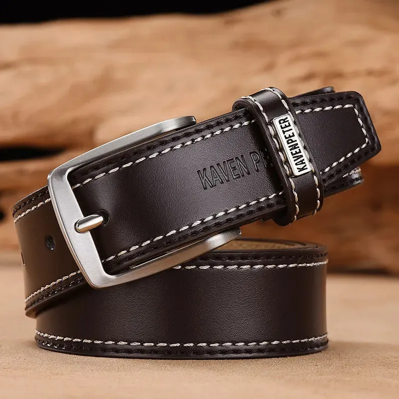 Cow Genuine Leather Belt For Men Casual  Belts Dropshipping Designer Luxury Pin Buckle Male Cowskin Belt High Quality Black