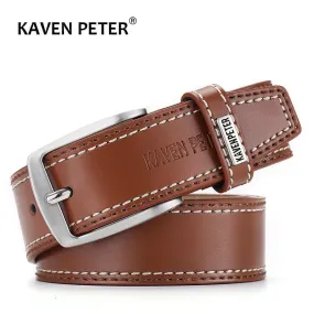 Cow Genuine Leather Belt For Men Casual  Belts Dropshipping Designer Luxury Pin Buckle Male Cowskin Belt High Quality Black