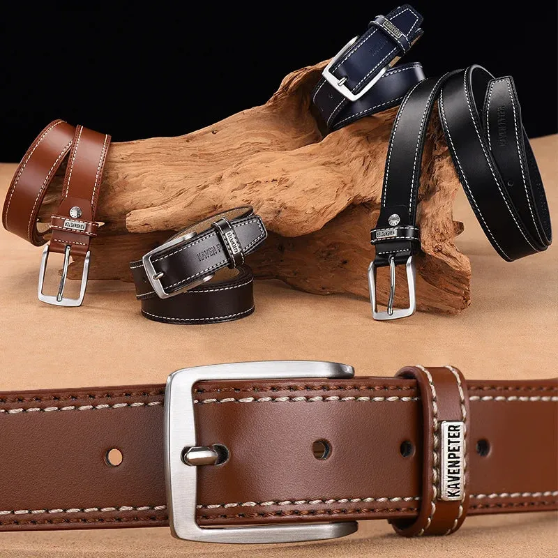 Cow Genuine Leather Belt For Men Casual  Belts Dropshipping Designer Luxury Pin Buckle Male Cowskin Belt High Quality Black