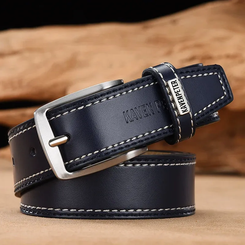 Cow Genuine Leather Belt For Men Casual  Belts Dropshipping Designer Luxury Pin Buckle Male Cowskin Belt High Quality Black