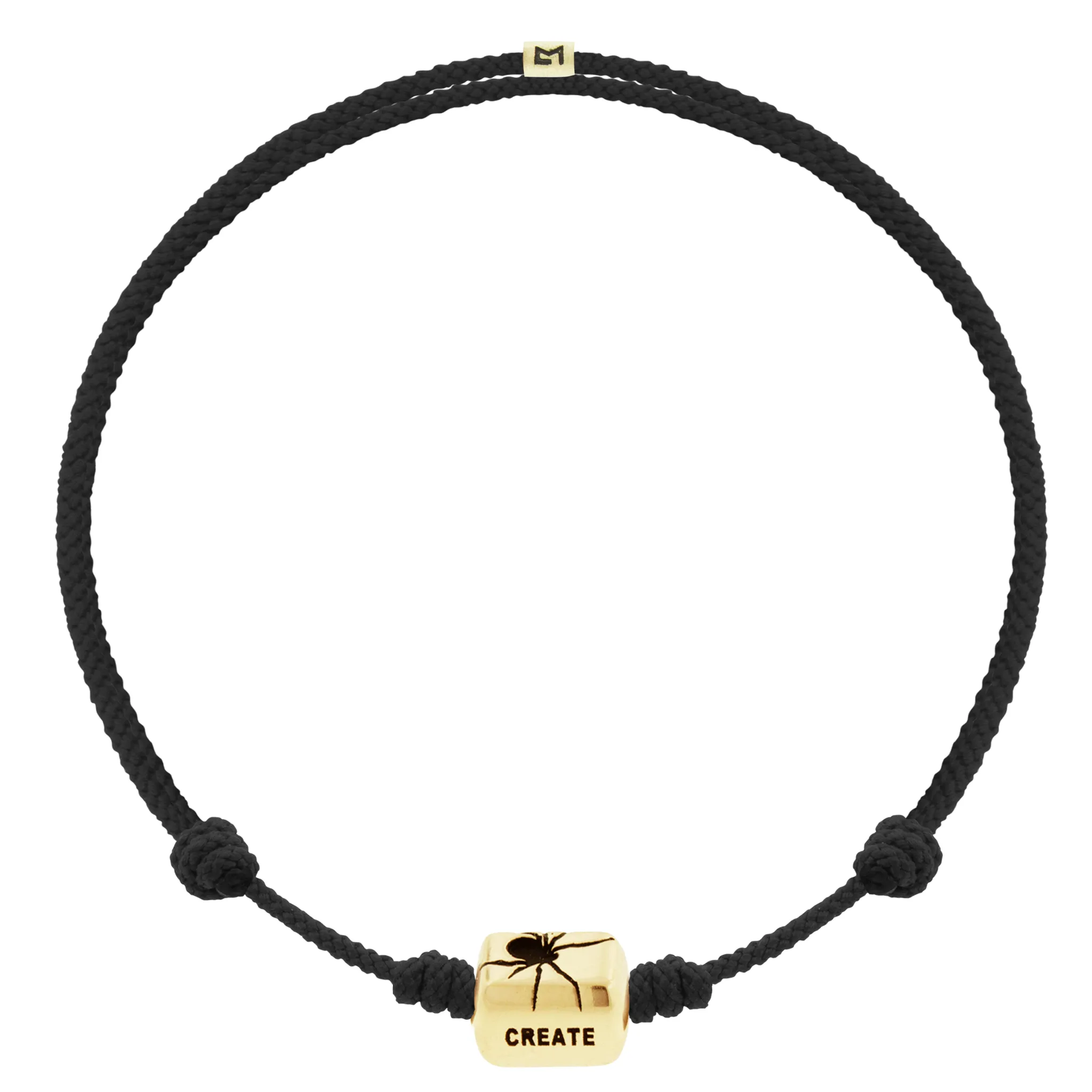 CREATE WORK Spider Ingot on Black Cord Bracelet