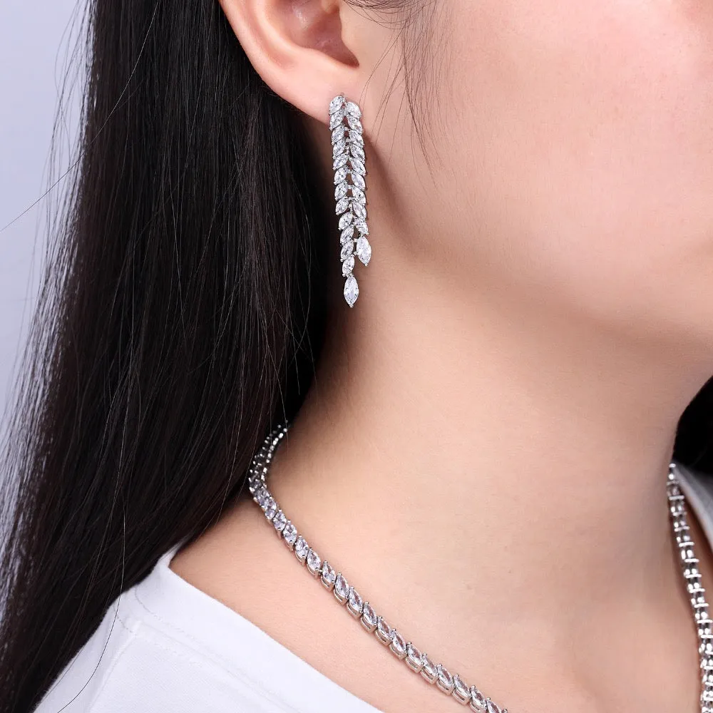 Cubic zirconia bride wedding necklace earring set top quality  CN10080