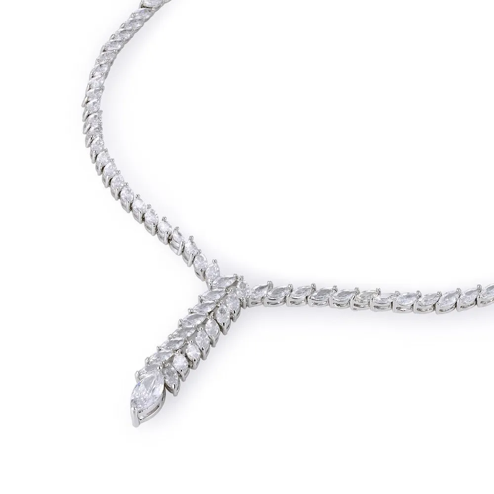 Cubic zirconia bride wedding necklace earring set top quality  CN10080