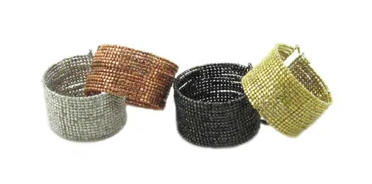 Cubist Beaded Cuff - Silver
