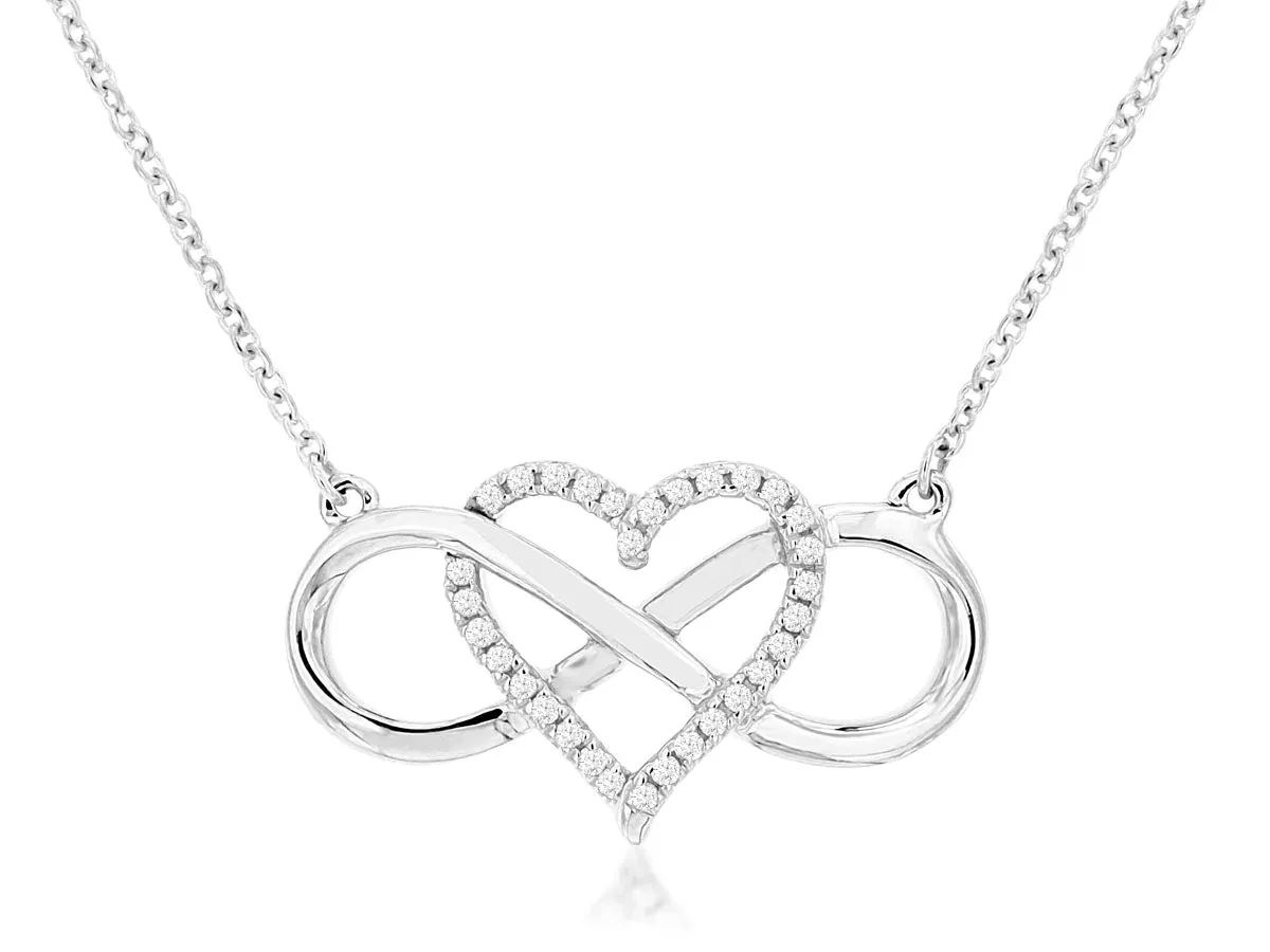 Diamond Accented Heart and Infinity Design Necklace