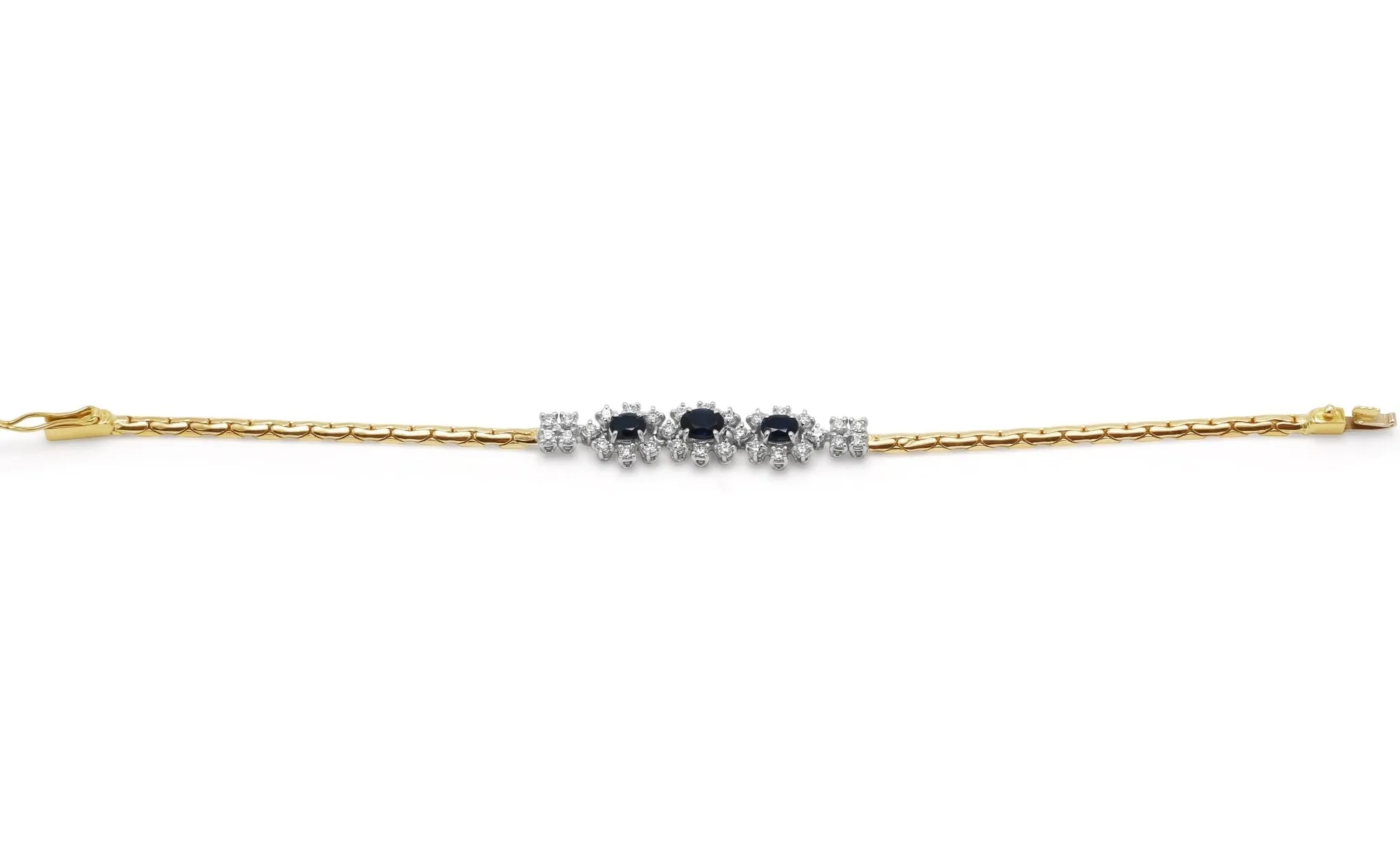 Diamond And Sapphire Cluster Bracelet - 18ct Gold