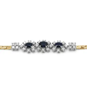 Diamond And Sapphire Cluster Bracelet - 18ct Gold
