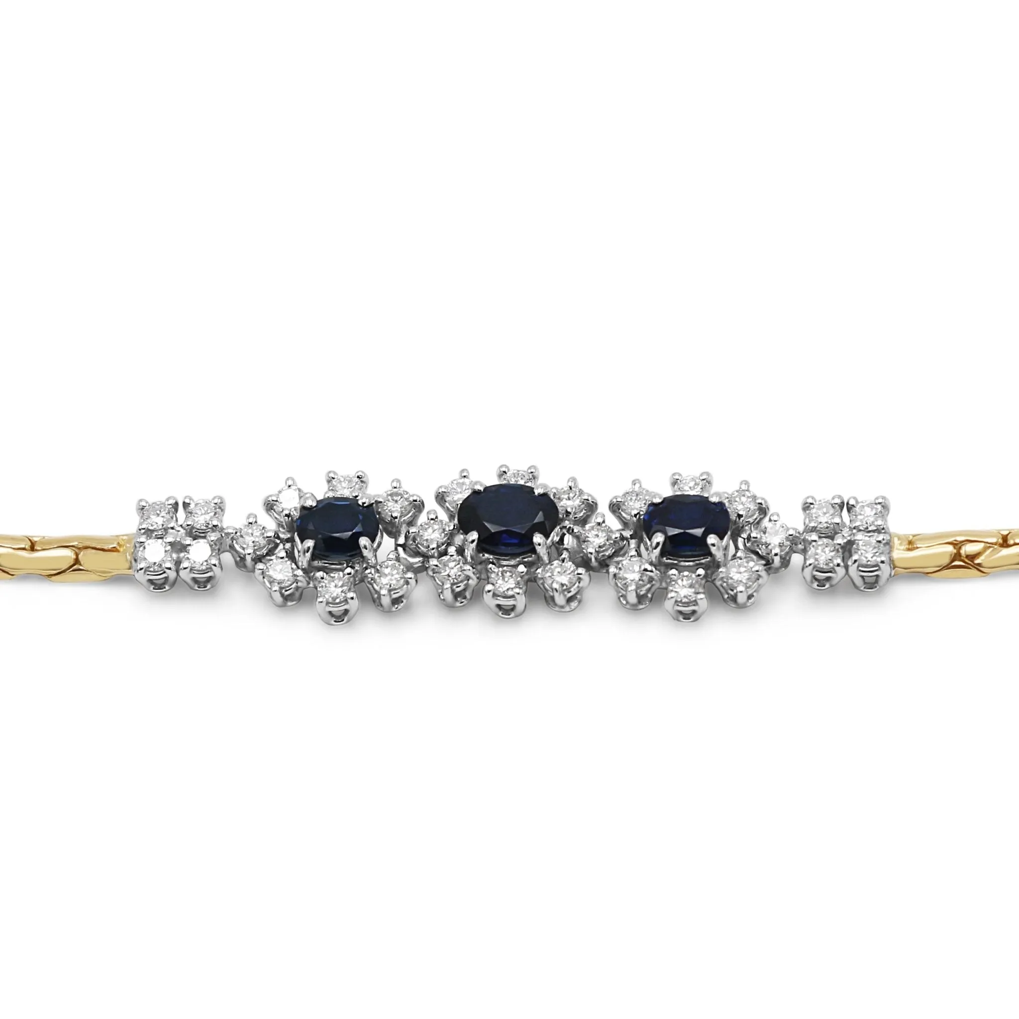 Diamond And Sapphire Cluster Bracelet - 18ct Gold