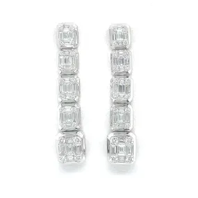 Diamond Baguette  Graduated Dangle Earrings