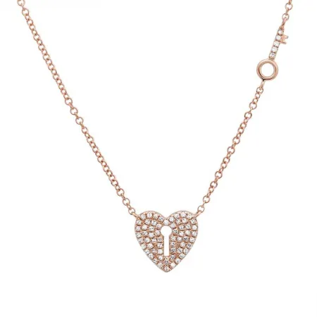 DIAMOND HEART AND KEY NECKLACE
