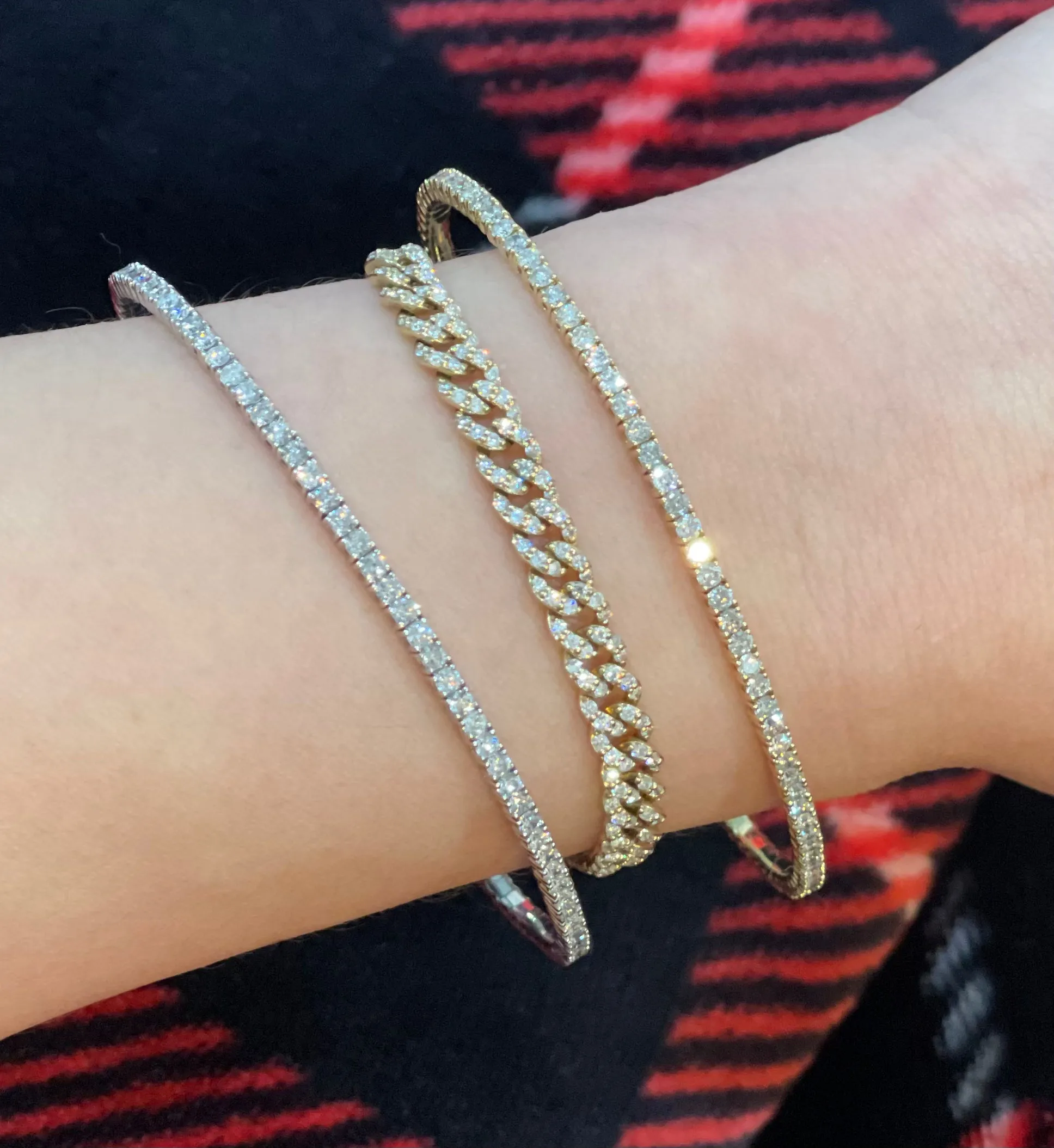 Diamond Tennis Bracelet Soft Bangle White Gold