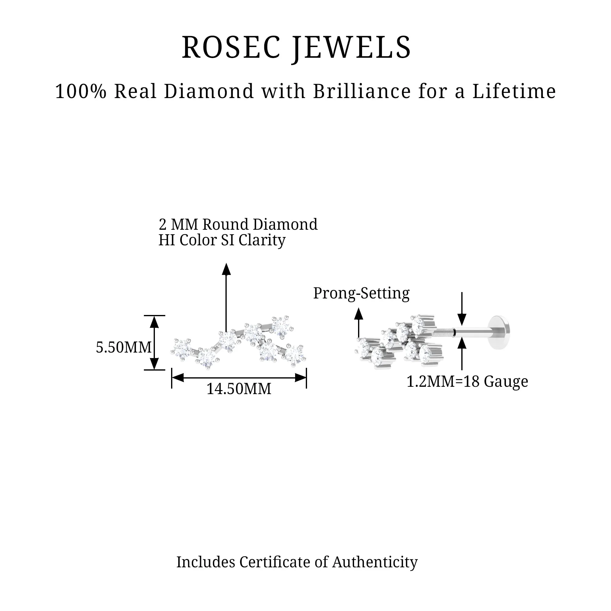 Diamond Virgo Constellation Earring for Cartilage Piercing