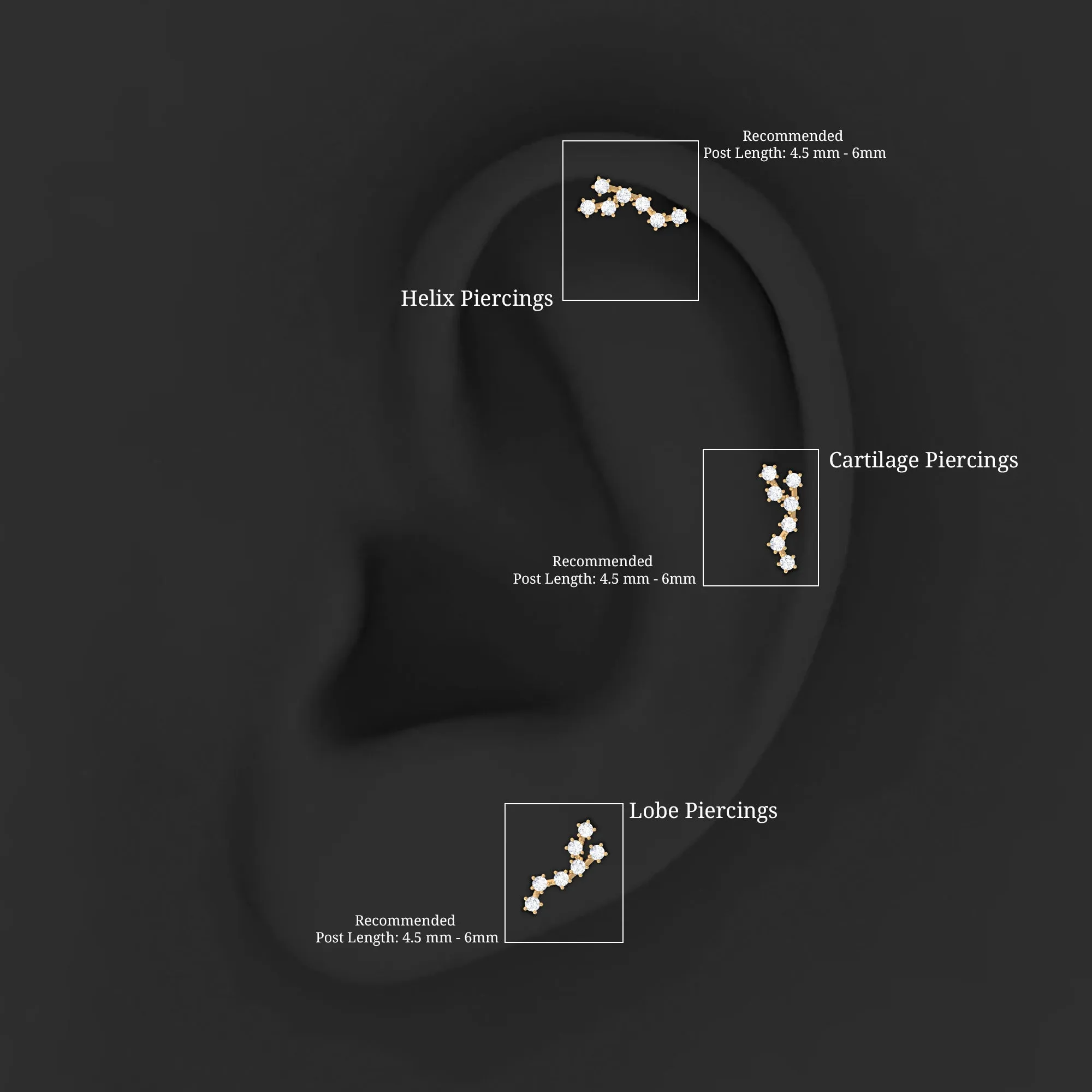 Diamond Virgo Constellation Earring for Cartilage Piercing