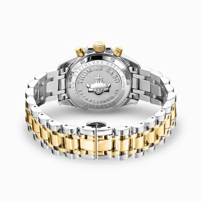 Divine Chrono Black Dial Silver Gold-Coloured Watch WA0398-291-201
