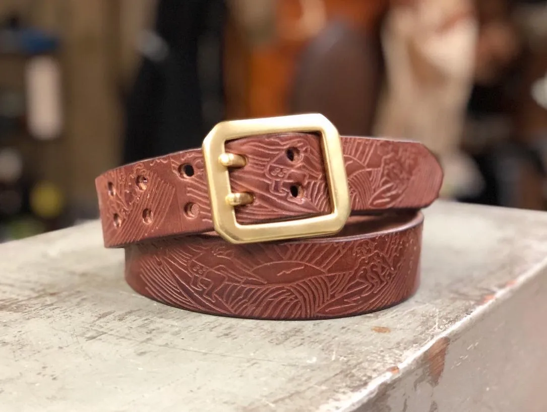 Double Prong Stamped Series Belts (Multiple Colors)