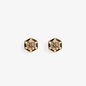 E9905BR | 4.5mm Brown Diamond Hexagon Studs