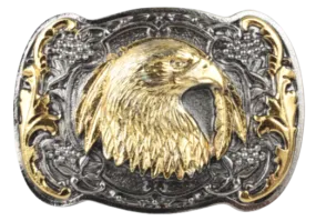 Eagle Head with Feathers Gold Silver Plated Belt Buckle