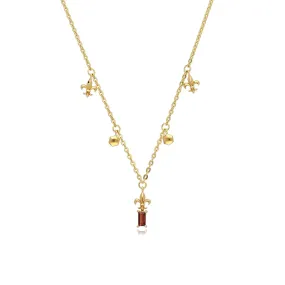 ECFEW™ 'The Liberator' Granat Fleur De Lis Choker Halskette