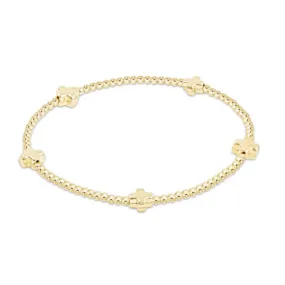 eGirl Signature Cross Small Gold Pattern 2mm Bead Bracelet