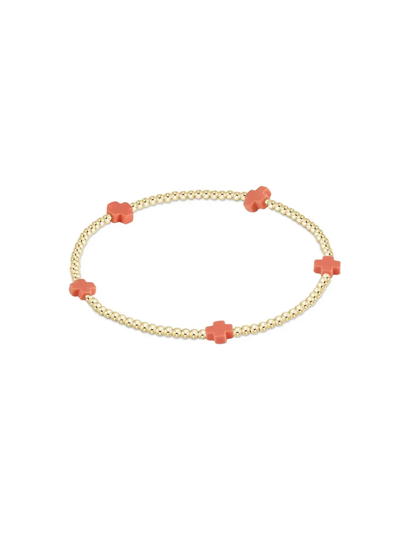 enewton Signature Cross Small Gold Pattern Bead Bracelet: 2mm