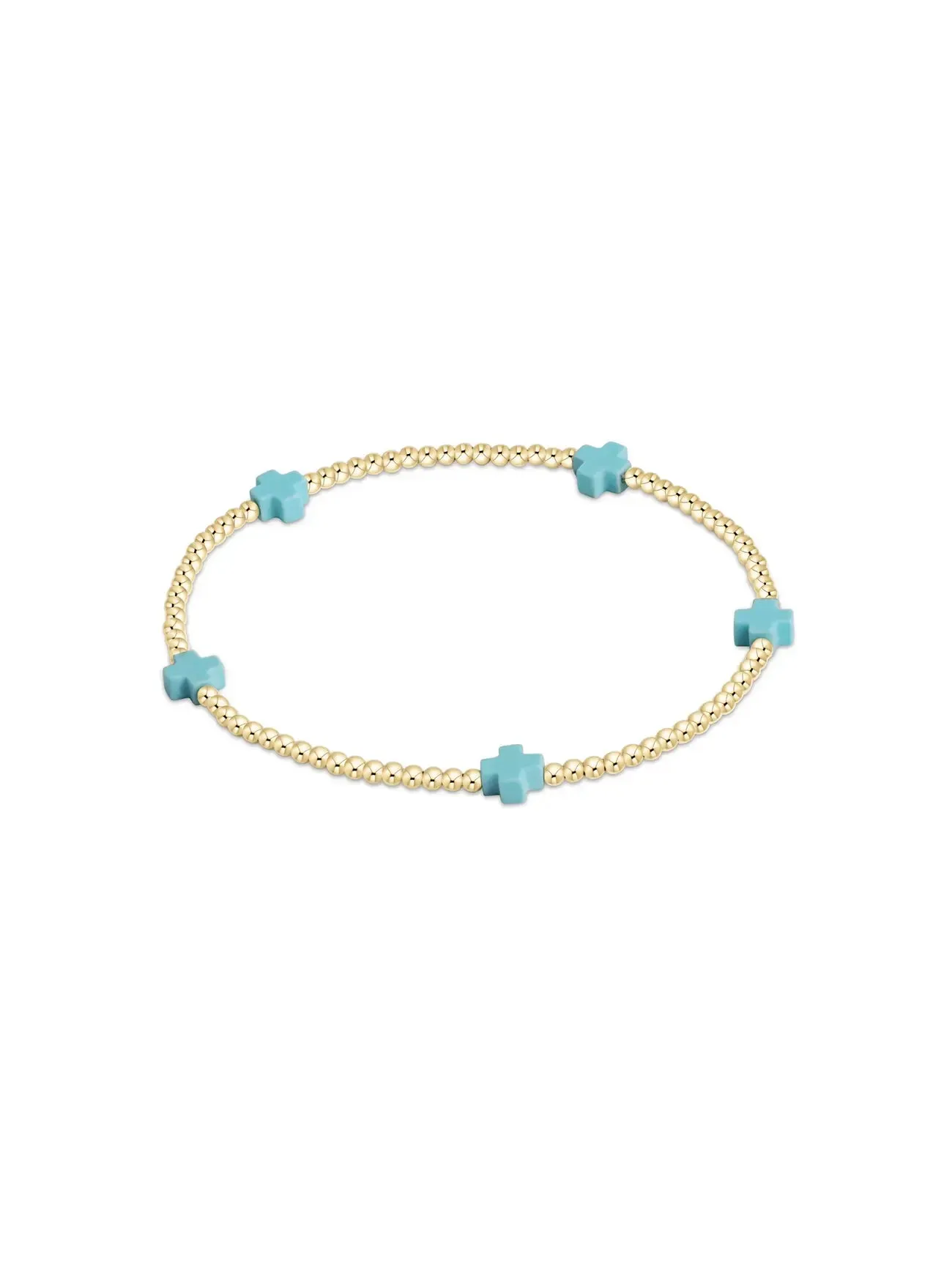 enewton Signature Cross Small Gold Pattern Bead Bracelet: 2mm