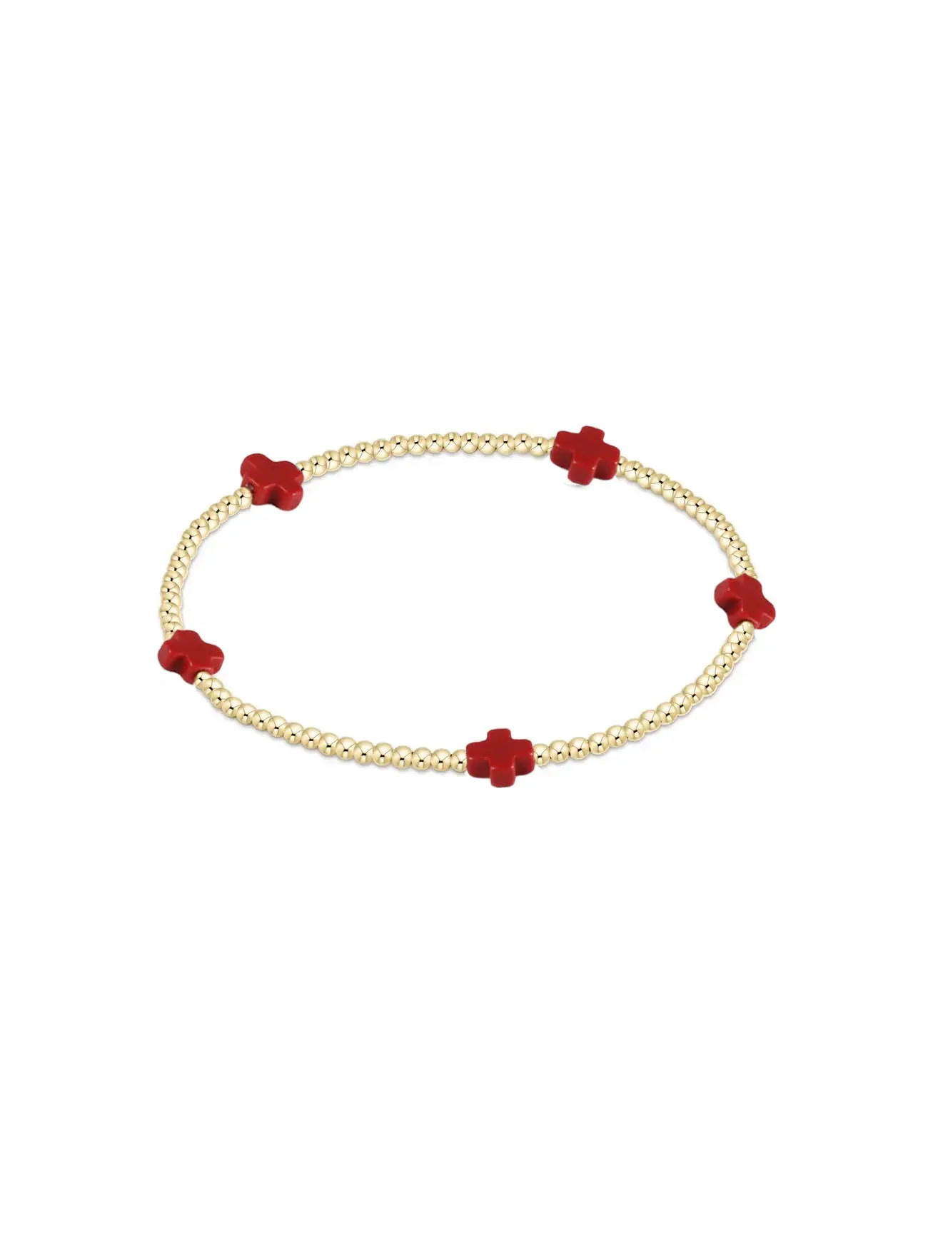 enewton Signature Cross Small Gold Pattern Bead Bracelet: 2mm