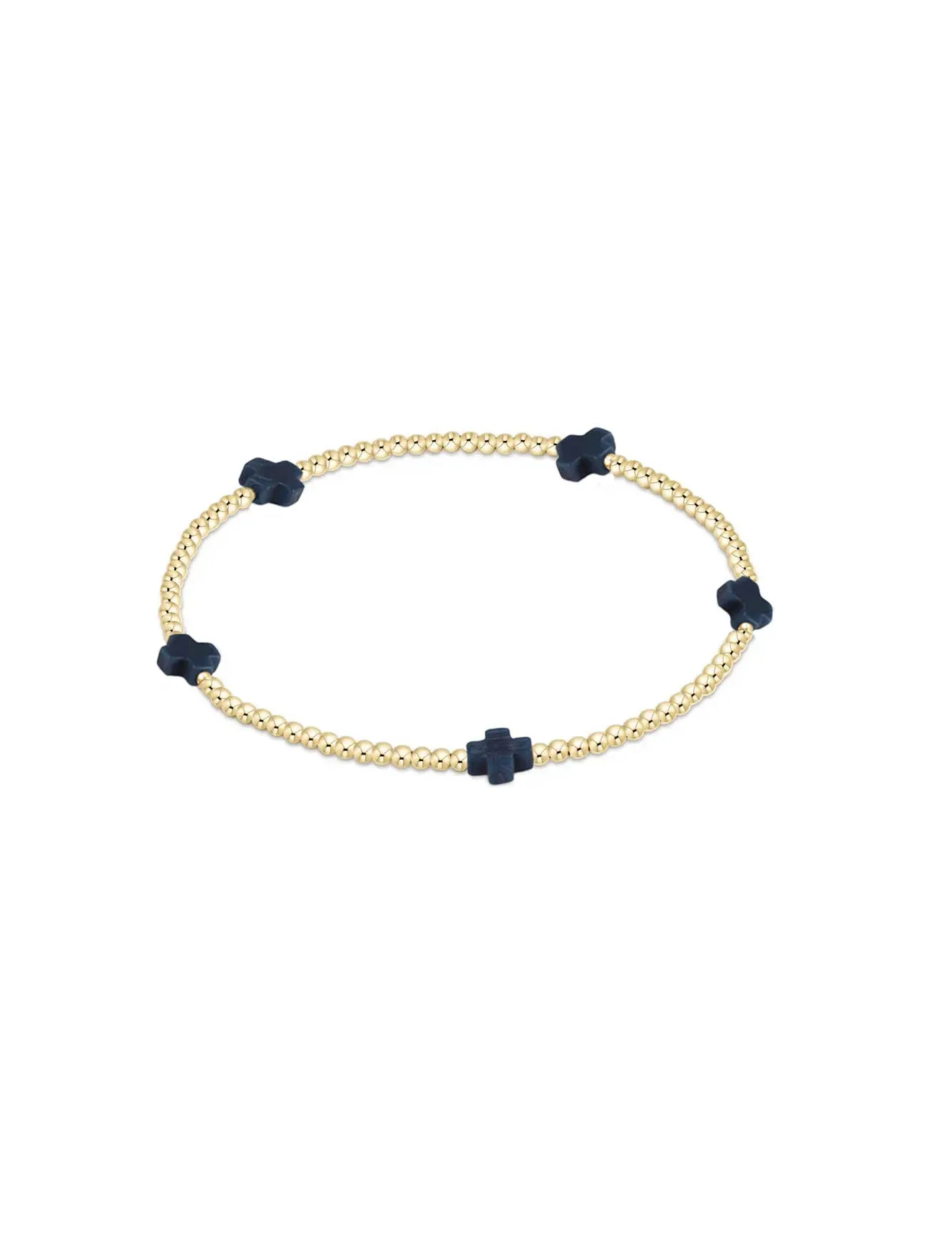 enewton Signature Cross Small Gold Pattern Bead Bracelet: 2mm