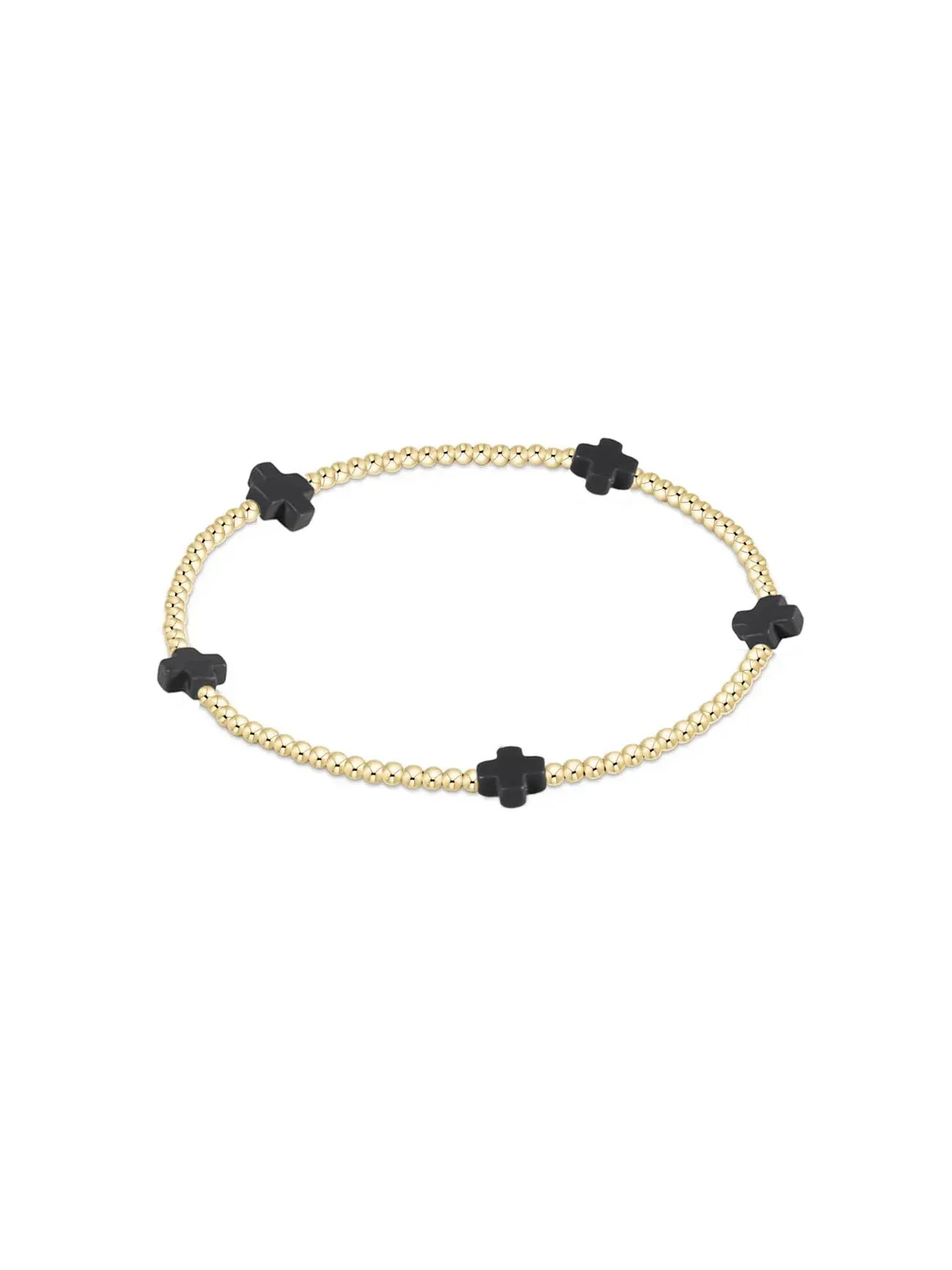 enewton Signature Cross Small Gold Pattern Bead Bracelet: 2mm