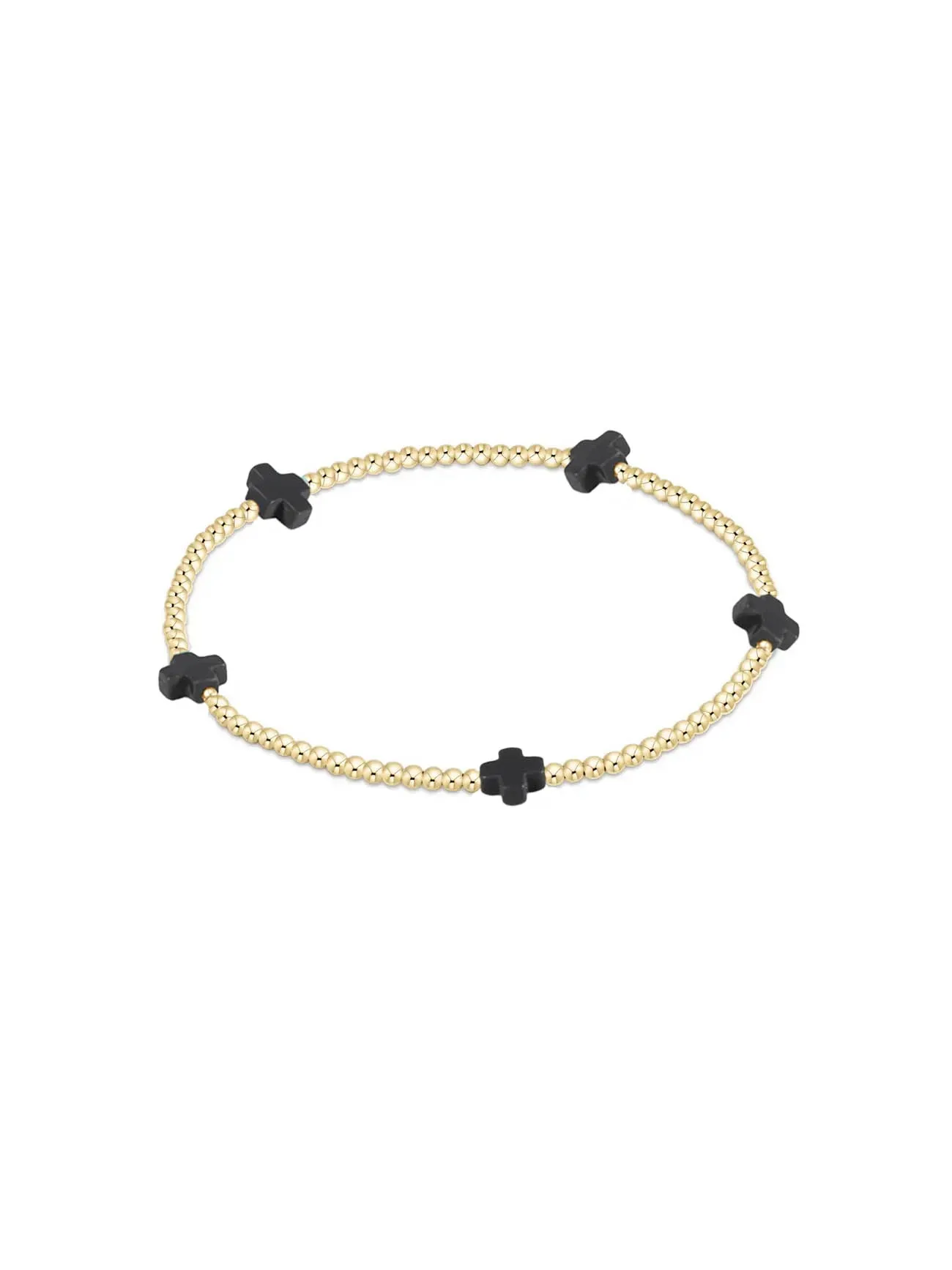 enewton Signature Cross Small Gold Pattern Bead Bracelet: 2mm
