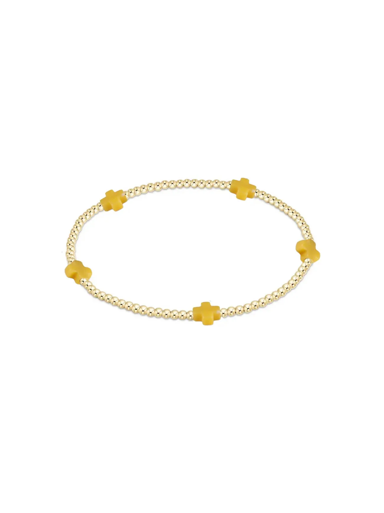 enewton Signature Cross Small Gold Pattern Bead Bracelet: 2mm