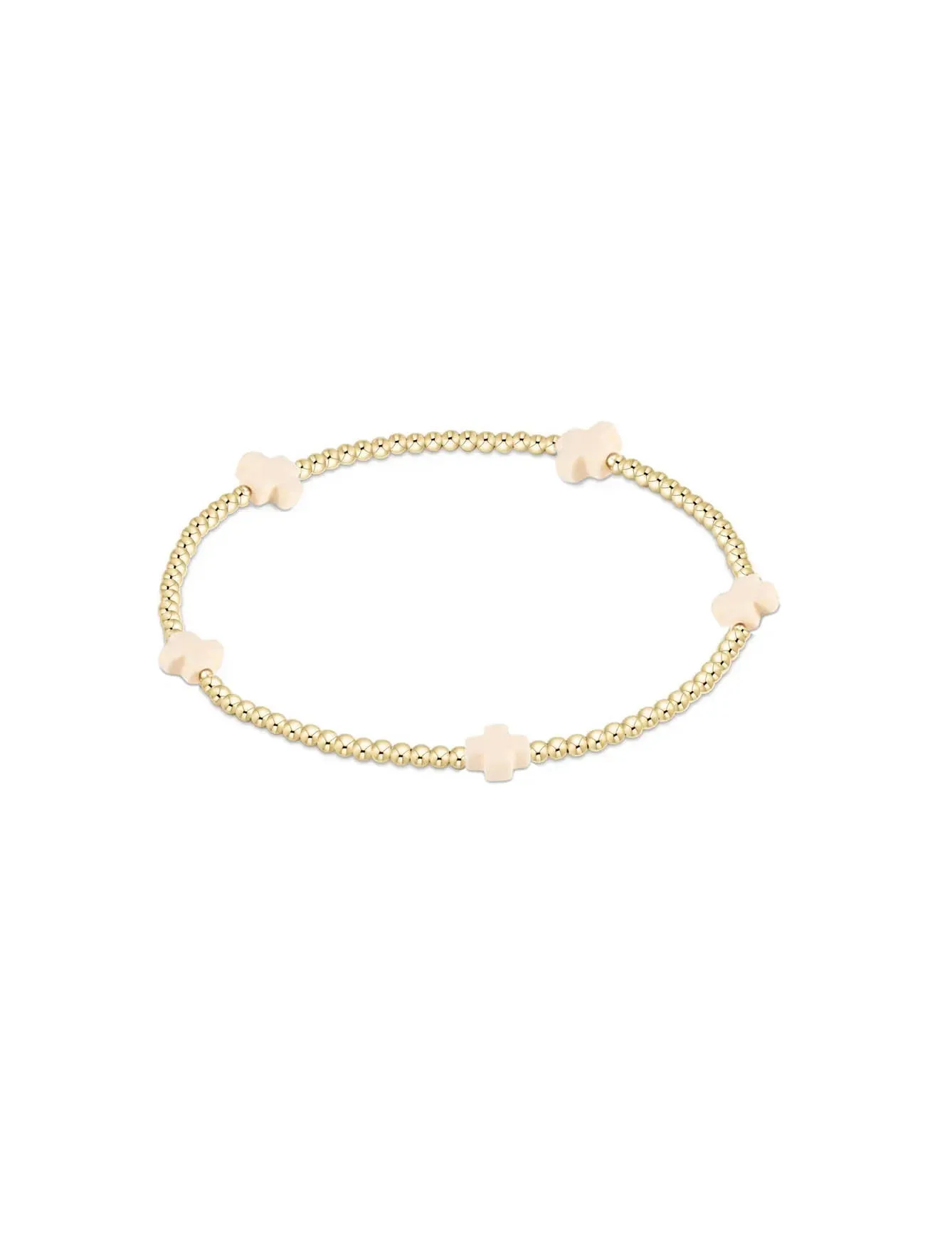enewton Signature Cross Small Gold Pattern Bead Bracelet: 2mm