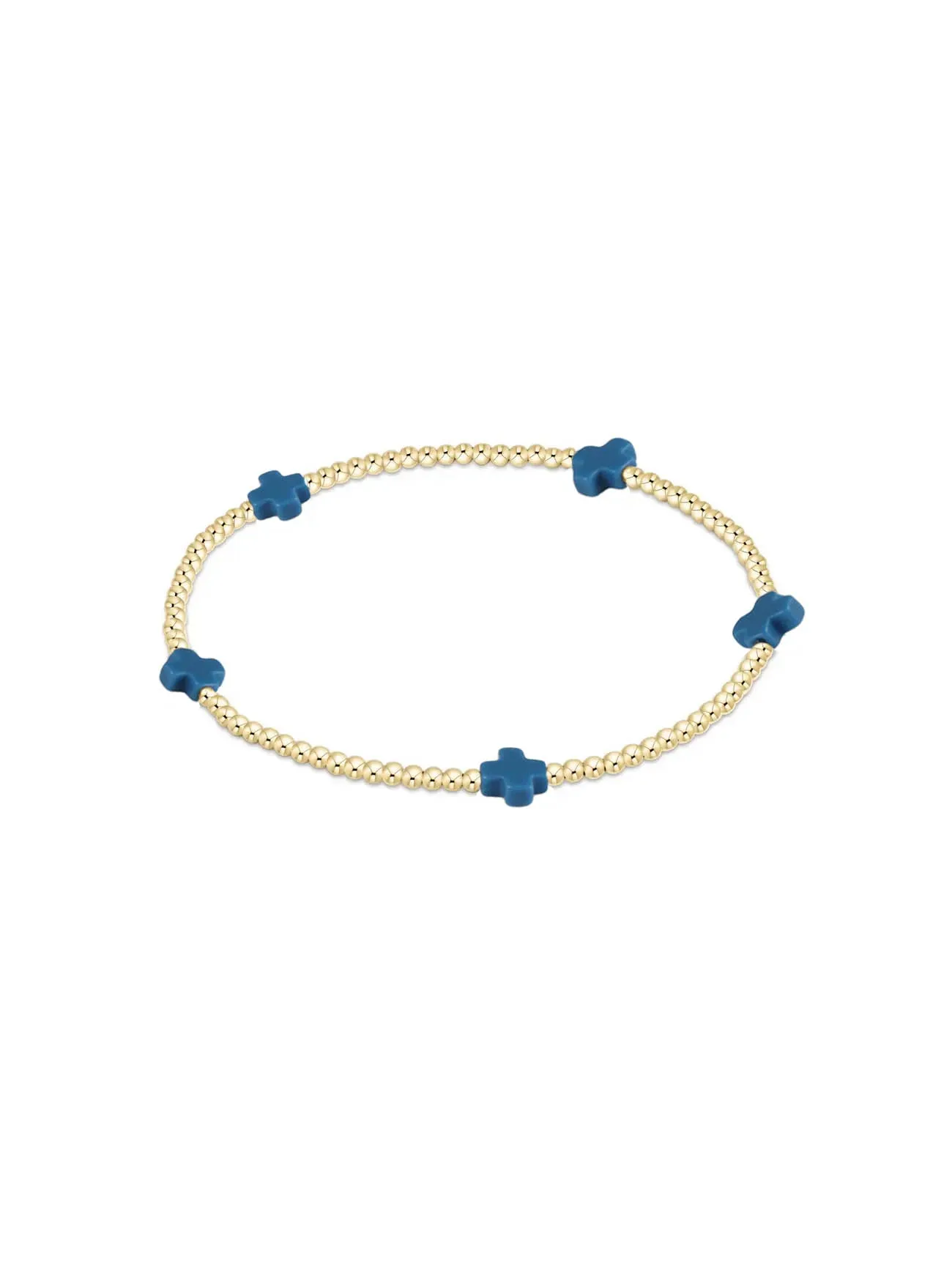 enewton Signature Cross Small Gold Pattern Bead Bracelet: 2mm