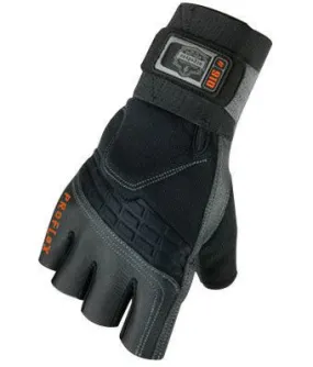 Ergodyne Large Black ProFlex 9012 Full Finger Pigskin Anti-Vibration Gloves With Woven Elastic Cuff, Polymer Palm Pad, Pigskin Leather Palm And Fingers, Low Profile Closure And Neoprene Knuckle Pad