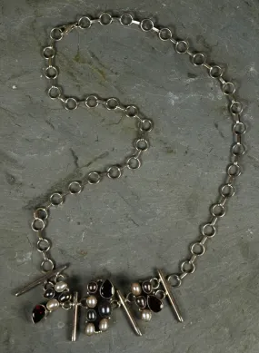 Fair Trade Indian Garnet, Pearl & Sterling Silver Necklace