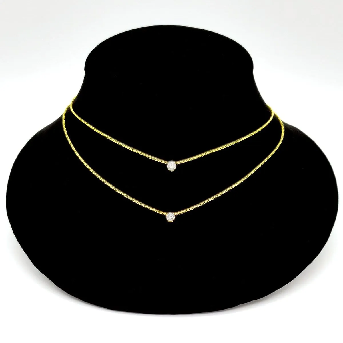 Floating Lab Created Diamond Solitaire Four Prong Pendant Necklace